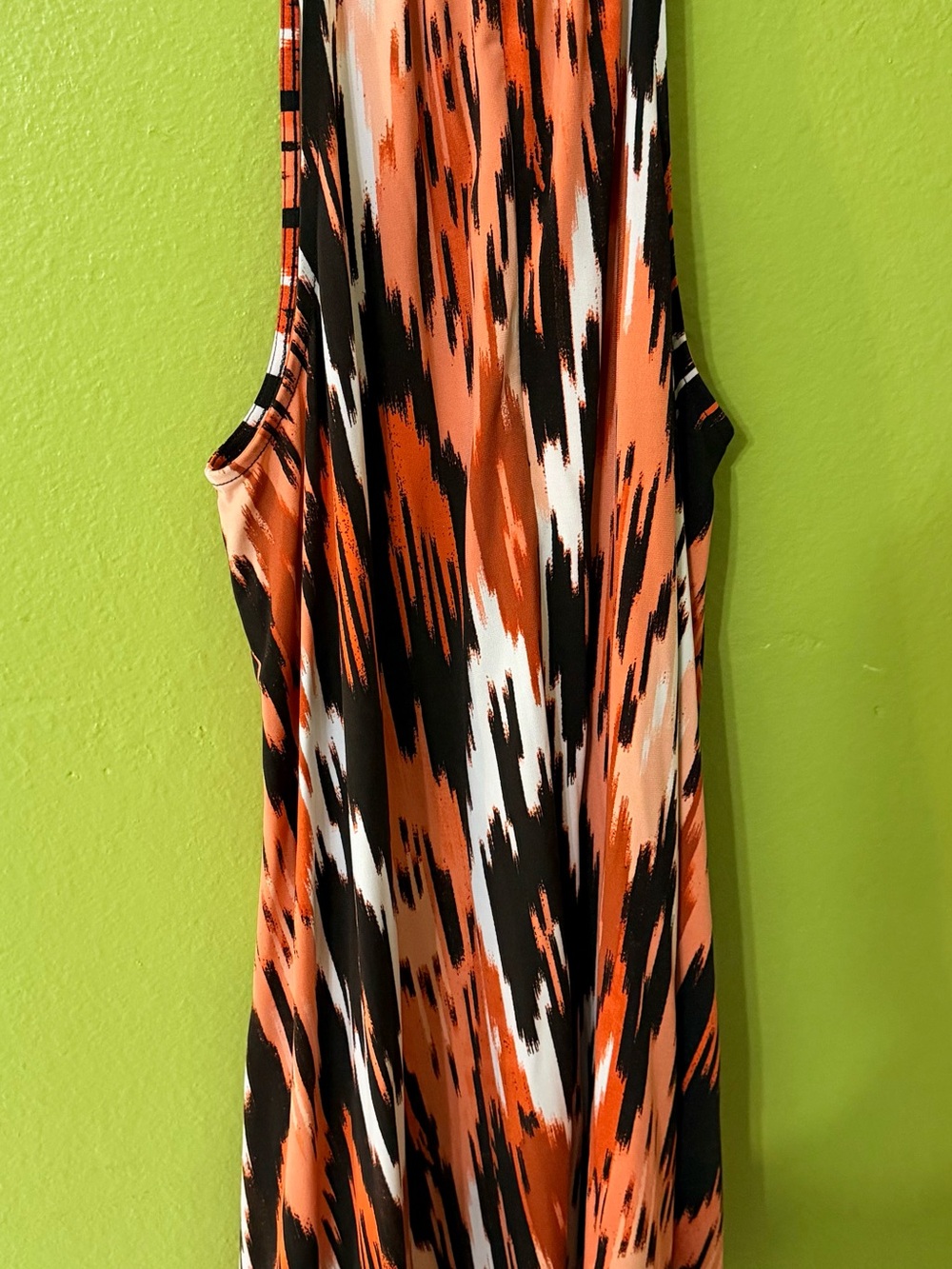 Michael Kors Abstract Brushstroke Tank Dress in Orange, Black & White